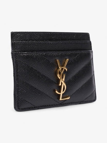 Saint Laurent Monogram Card Holder Black / Gold Grained Leather