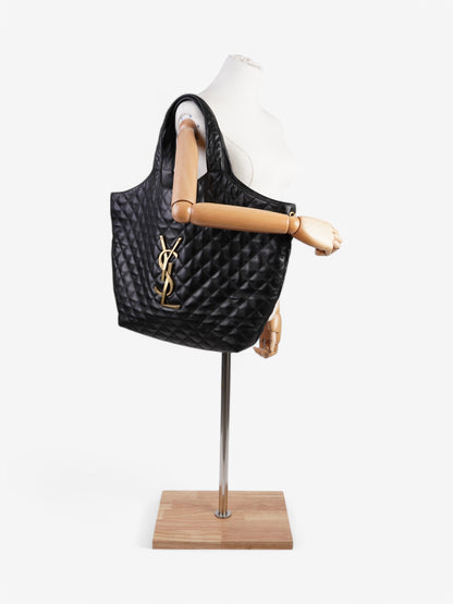 Saint Laurent Icare Shopping Bag Black Lambskin Leather Maxi