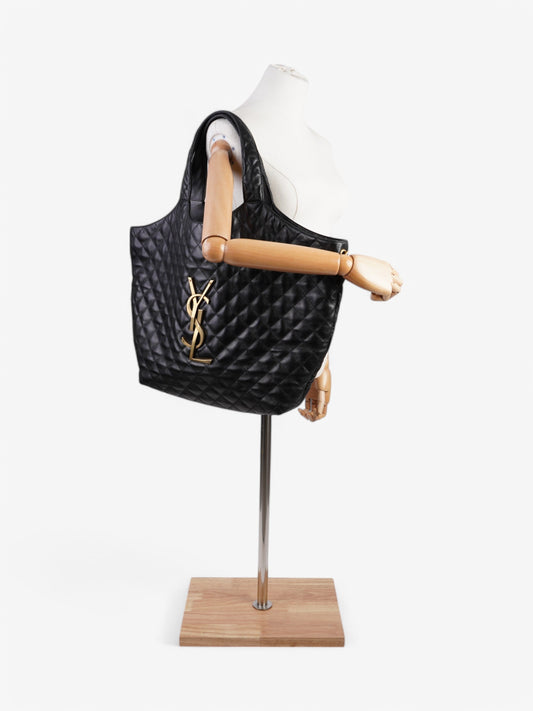 Saint Laurent Icare Shopping Bag Black Lambskin Leather Maxi