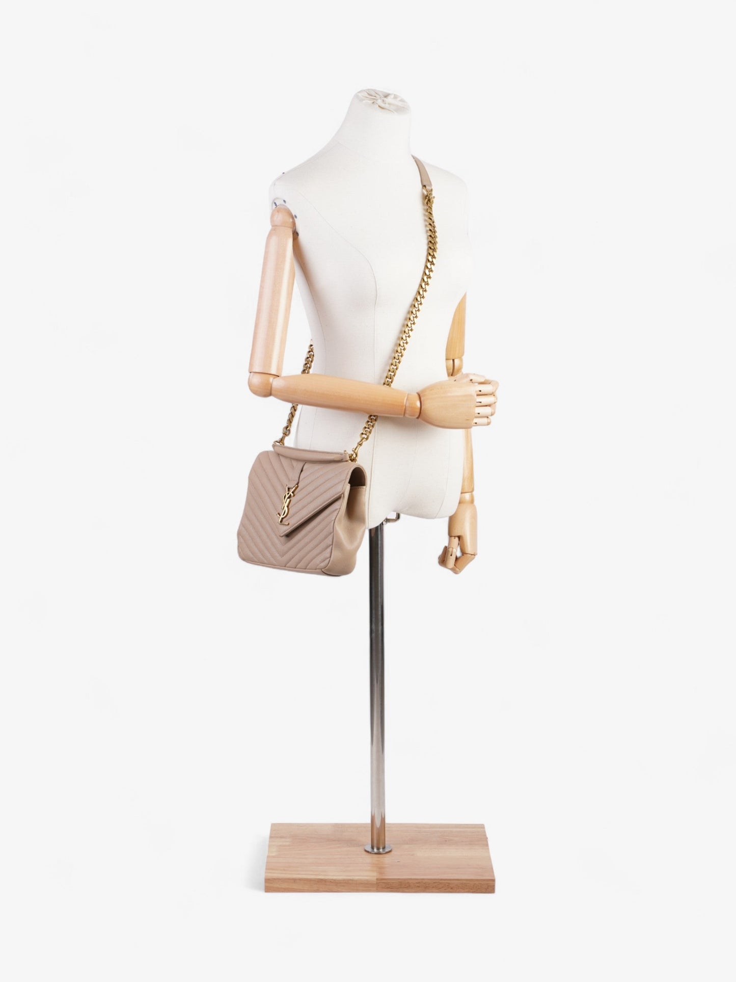 Saint Laurent College Bag Beige Leather Medium