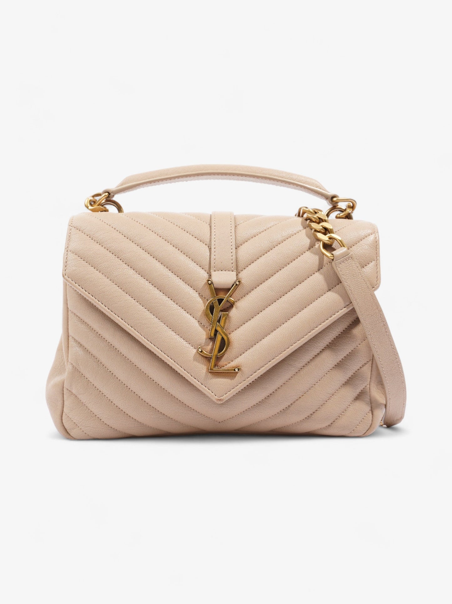 Saint Laurent College Bag Beige Leather Medium