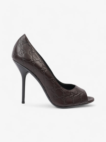 Gucci GG Embossed Heels 110 Brown Embossed Leather EU 41 UK 8