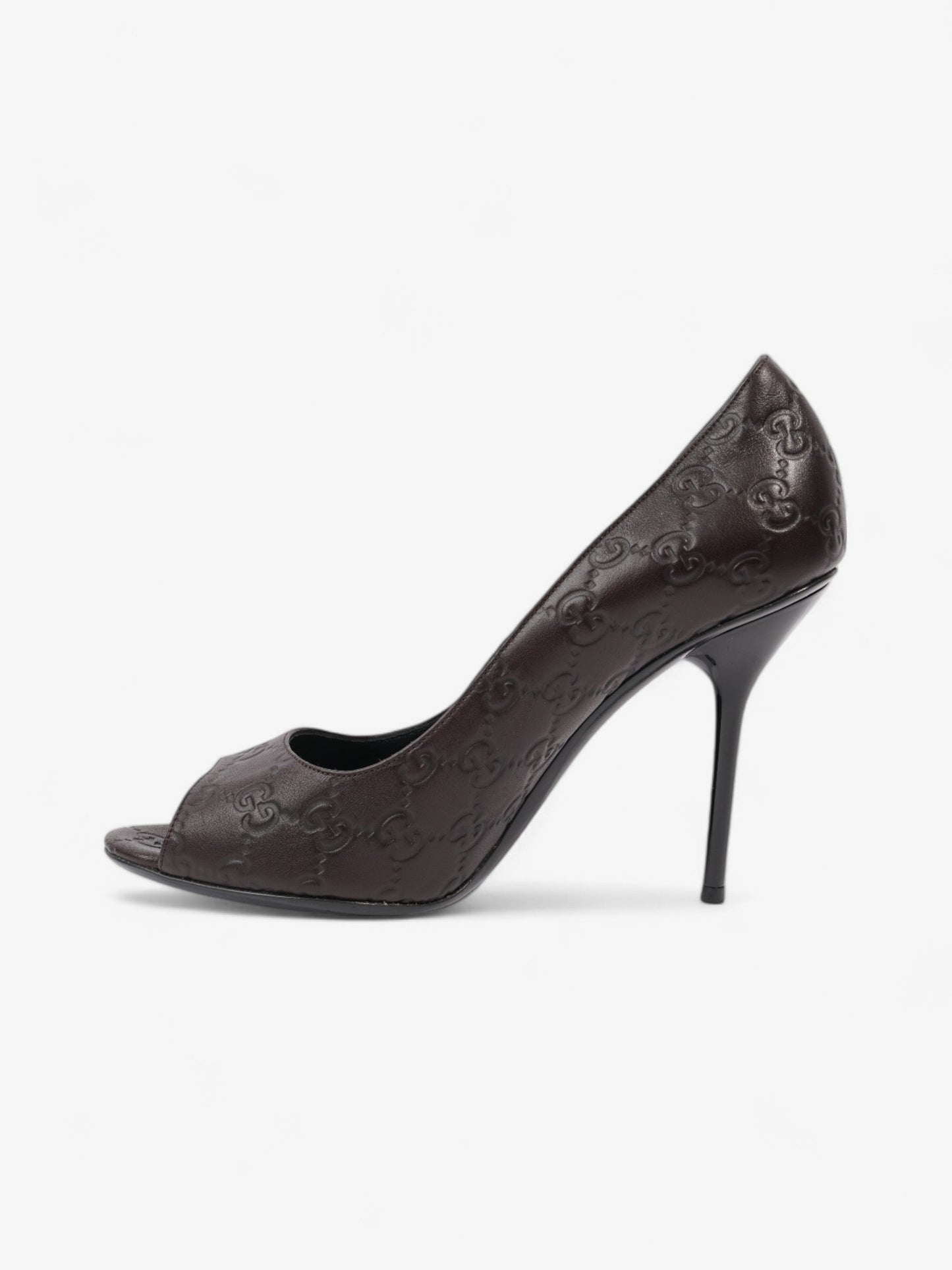 Gucci GG Embossed Heels 110 Brown Embossed Leather EU 41 UK 8