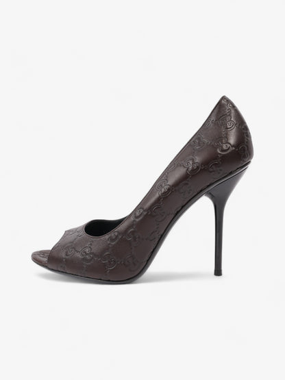 Gucci GG Embossed Heels 110 Brown Embossed Leather EU 41 UK 8