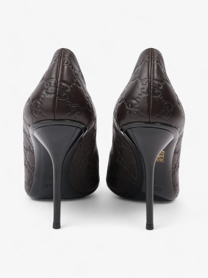 Gucci GG Embossed Heels 110 Brown Embossed Leather EU 41 UK 8