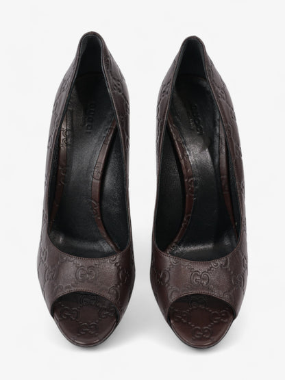 Gucci GG Embossed Heels 110 Brown Embossed Leather EU 41 UK 8