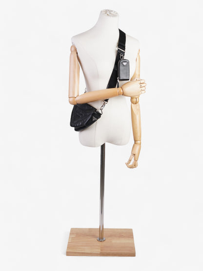 Prada Triangle Logo Zip Black Leather Small