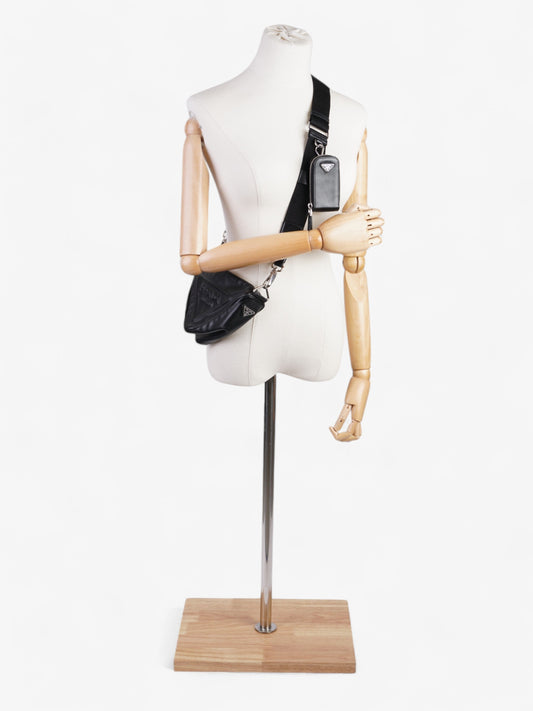 Prada Triangle Logo Zip Black Leather Small