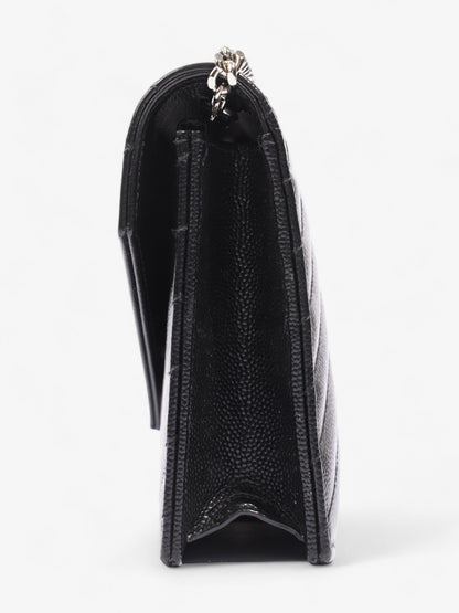 Saint Laurent Cassandre Envelope Chain Wallet Black Matelasse Leather