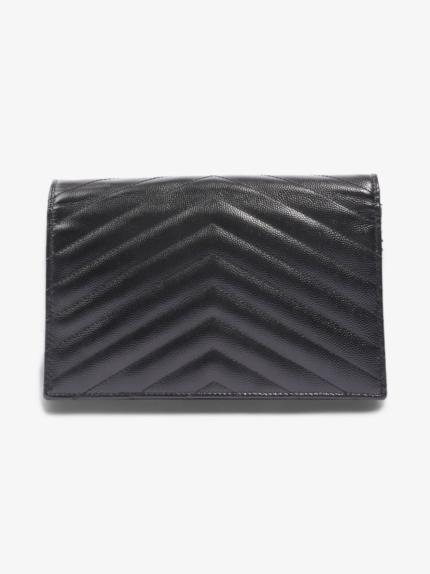 Saint Laurent Cassandre Envelope Chain Wallet Black Matelasse Leather
