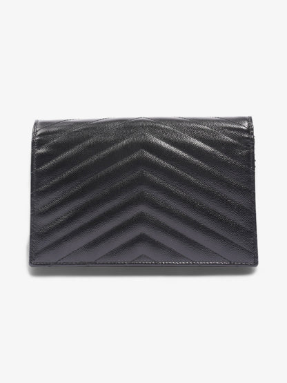 Saint Laurent Cassandre Envelope Chain Wallet Black Matelasse Leather