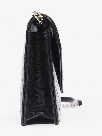 Saint Laurent Cassandre Envelope Chain Wallet Black Matelasse Leather