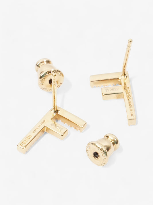 Fendi F Crystal Earrings Gold / White Base Metal