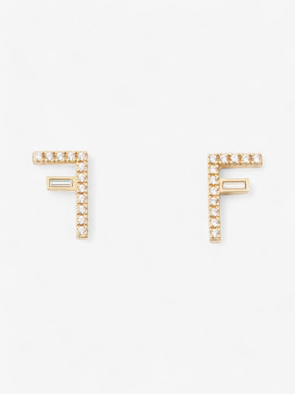Fendi F Crystal Earrings Gold / White Base Metal