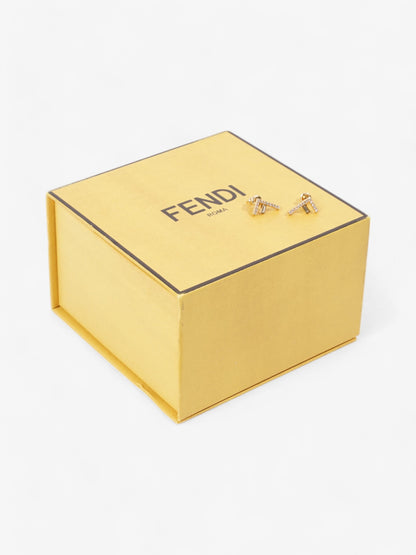 Fendi F Crystal Earrings Gold / White Base Metal