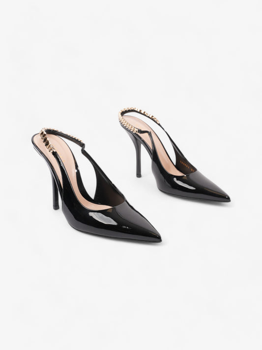 Gucci Vernice Crystal Heels 100mm Black / Gold Nappa Leather EU 37 UK 4
