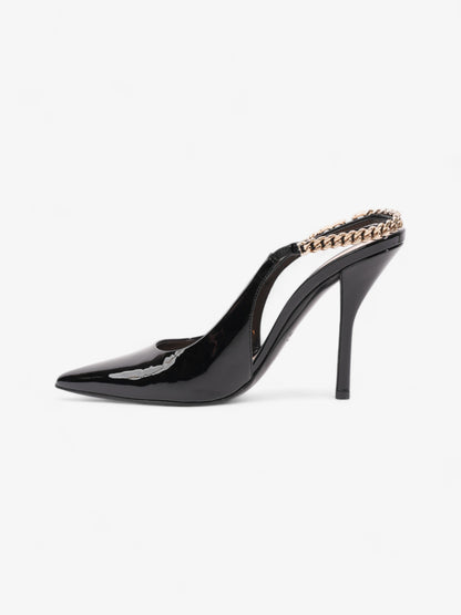 Gucci Vernice Crystal Heels 100mm Black / Gold Nappa Leather EU 37 UK 4