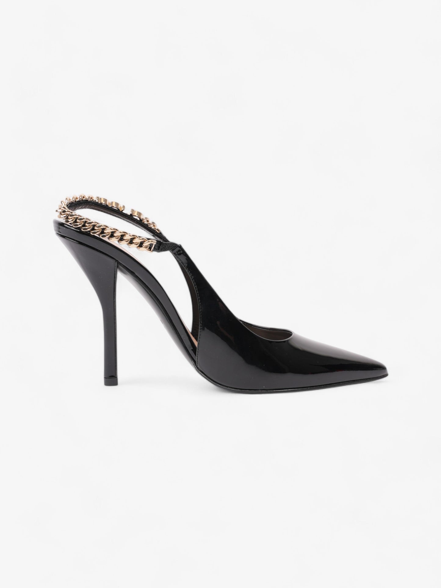 Gucci Vernice Crystal Heels 100mm Black / Gold Nappa Leather EU 37 UK 4