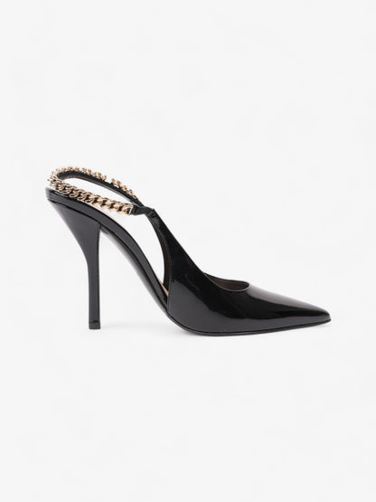 Gucci Vernice Crystal Heels 100mm Black / Gold Nappa Leather EU 37 UK 4