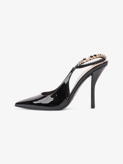 Gucci Vernice Crystal Heels 100mm Black / Gold Nappa Leather EU 37 UK 4
