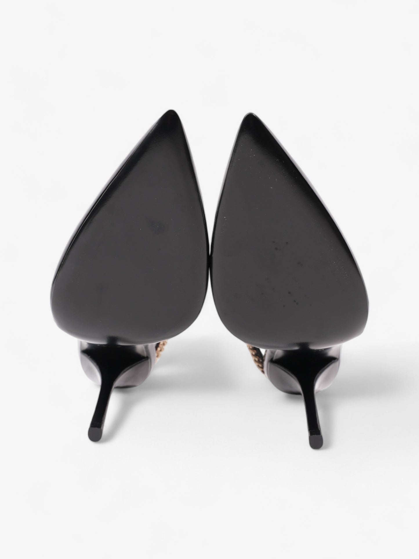 Gucci Vernice Crystal Heels 100mm Black / Gold Nappa Leather EU 37 UK 4