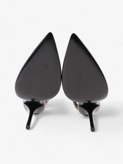 Gucci Vernice Crystal Heels 100mm Black / Gold Nappa Leather EU 37 UK 4