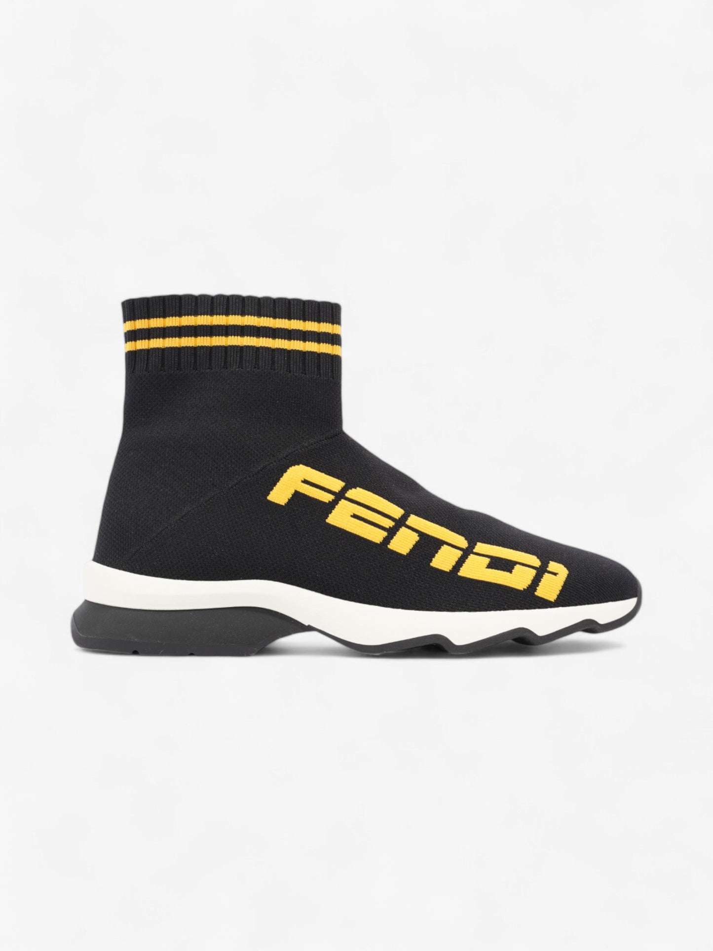 Fendi Rockoko Sock Sneakers Black / Yellow Cotton EU 38 UK 5