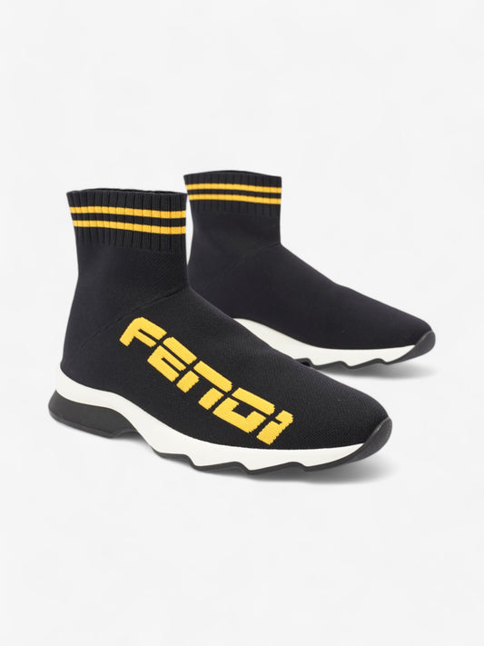 Fendi Rockoko Sock Sneakers Black / Yellow Cotton EU 38 UK 5