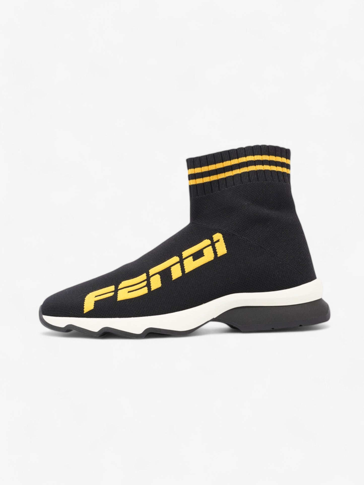 Fendi Rockoko Sock Sneakers Black / Yellow Cotton EU 38 UK 5