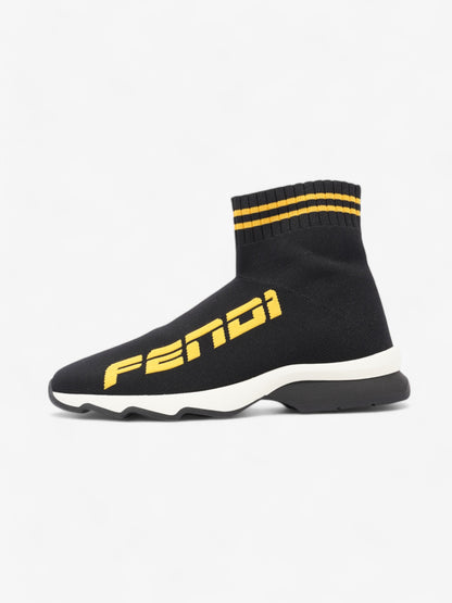 Fendi Rockoko Sock Sneakers Black / Yellow Cotton EU 38 UK 5