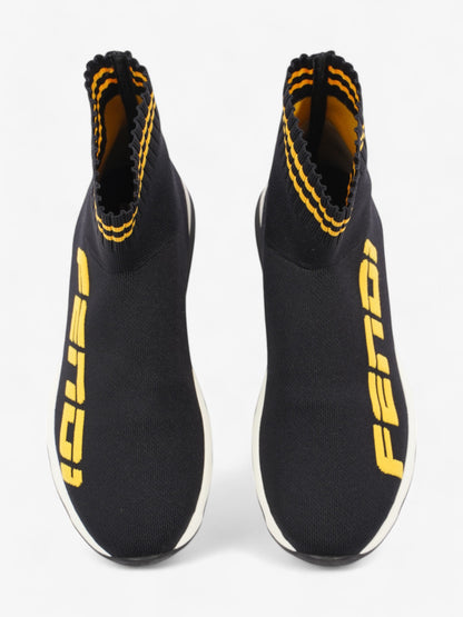 Fendi Rockoko Sock Sneakers Black / Yellow Cotton EU 38 UK 5