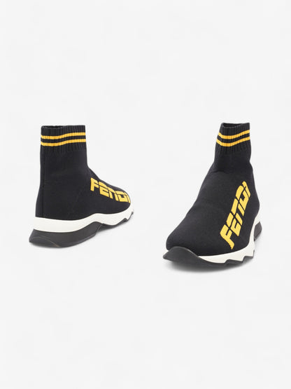 Fendi Rockoko Sock Sneakers Black / Yellow Cotton EU 38 UK 5