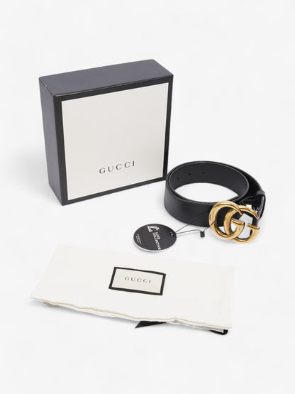 Gucci GG Marmont 2015 Re-Edition Wide Belt Black / Gold Leather 70cm / 28"