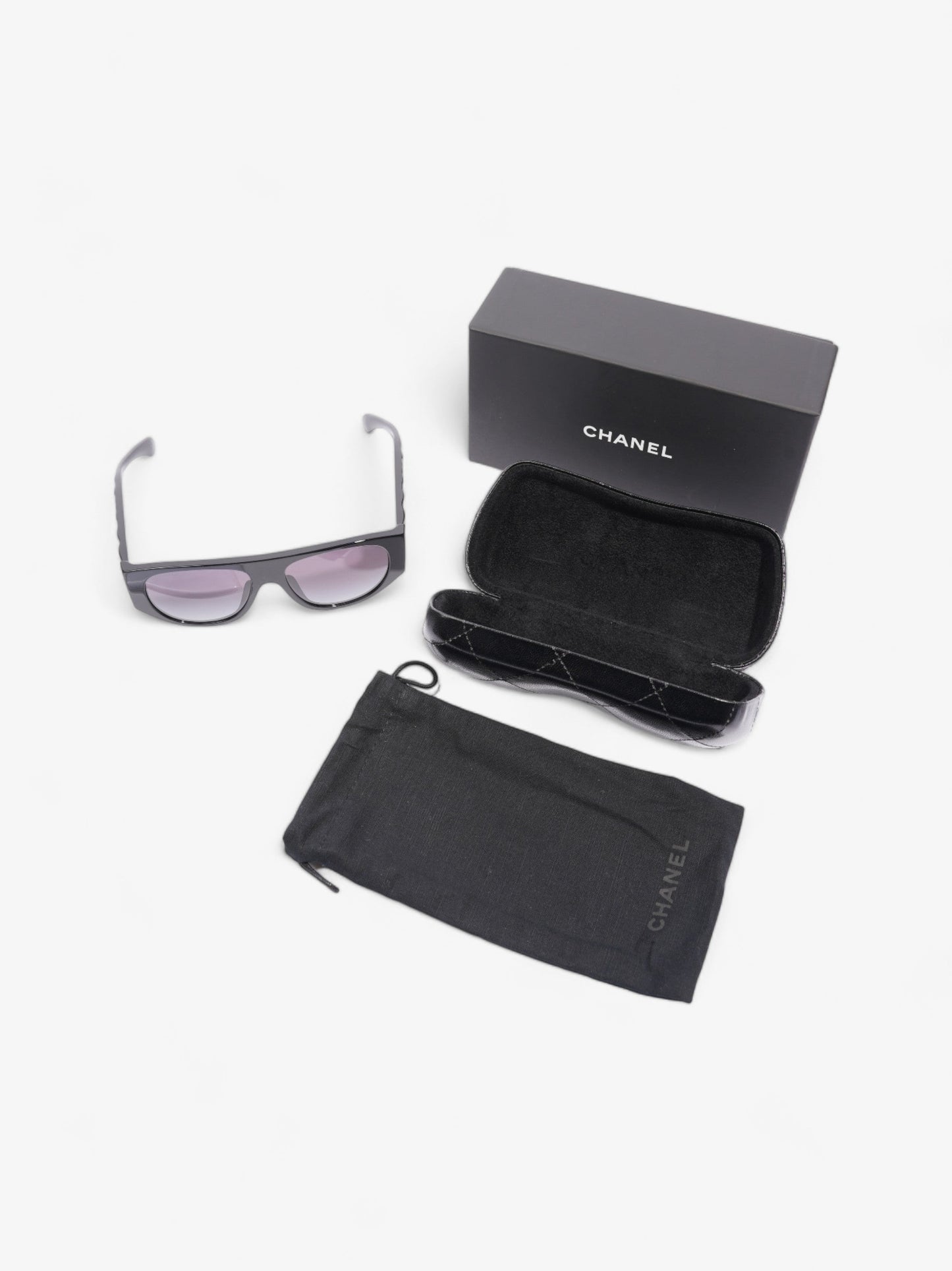 Chanel Pilot Sunglasses Black / Gold Acetate 145mm