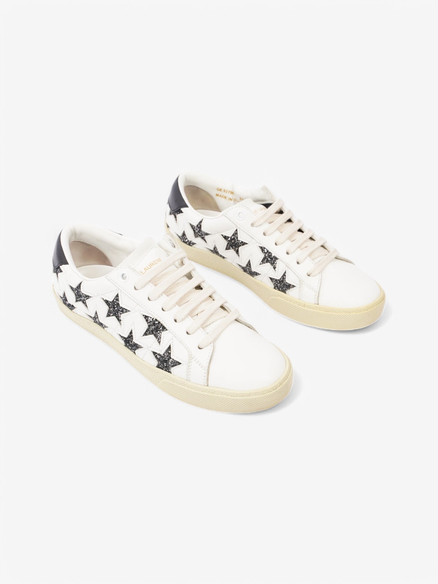 Saint Laurent Court Classic Star White  / Black Leather EU 37 UK 4