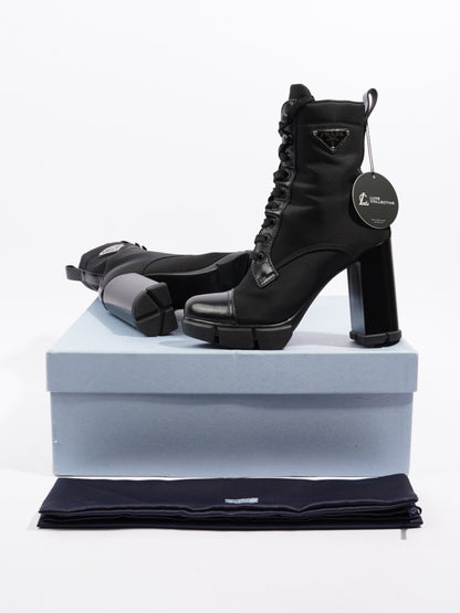 Prada Triangle Logo Boot 100 Black Re Nylon EU 37 UK 4