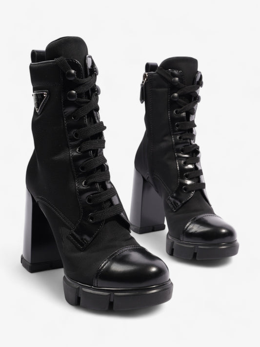 Prada Triangle Logo Boot 100 Black Re Nylon EU 37 UK 4