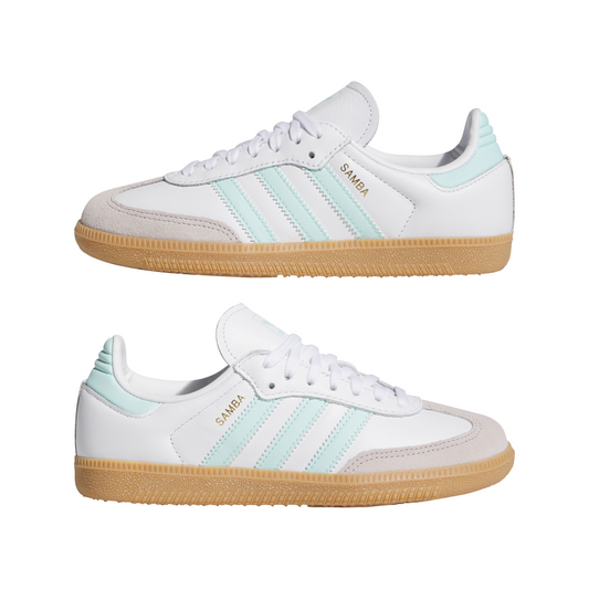 Big Kids' Adidas Samba OG J "White Semi Flash Aqua"