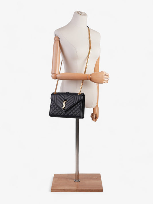 Saint Laurent Envelope Navy Blue Grained Leather Medium