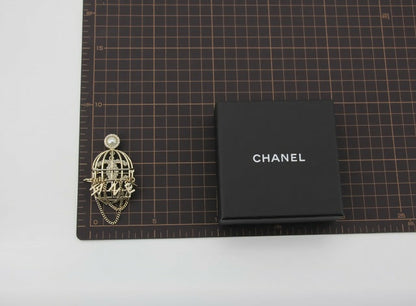 Chanel B22V Rhinestone & Metal Birdcage Brooch