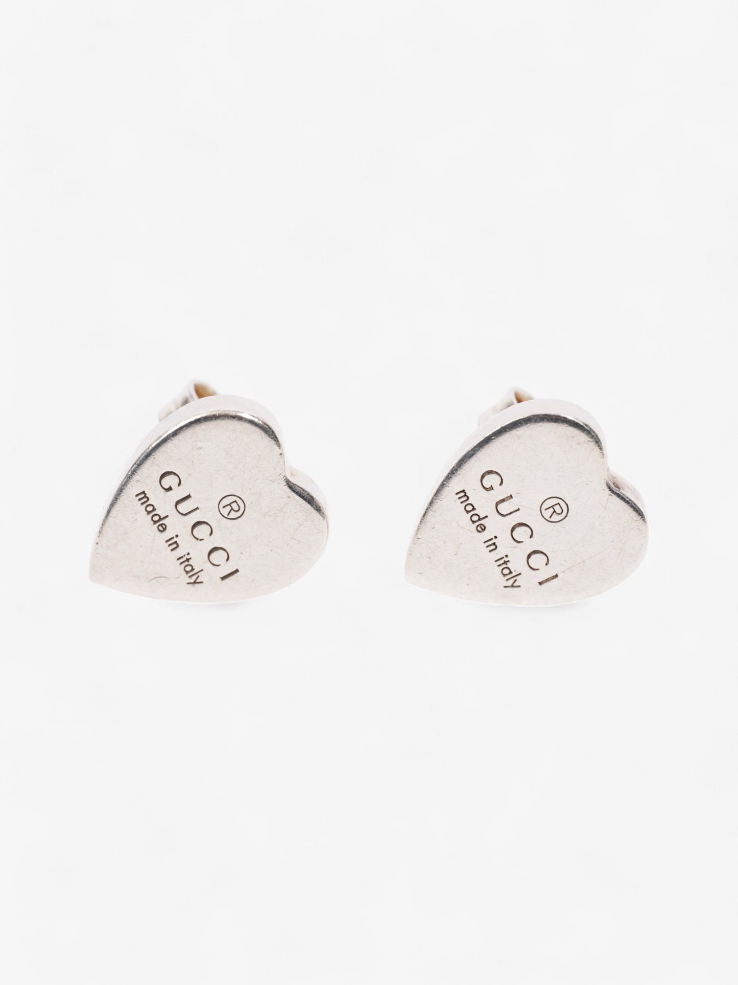 Gucci Trademark Heart Earrings Silver Silver Sterling