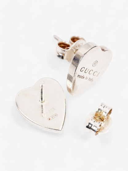 Gucci Trademark Heart Earrings Silver Silver Sterling