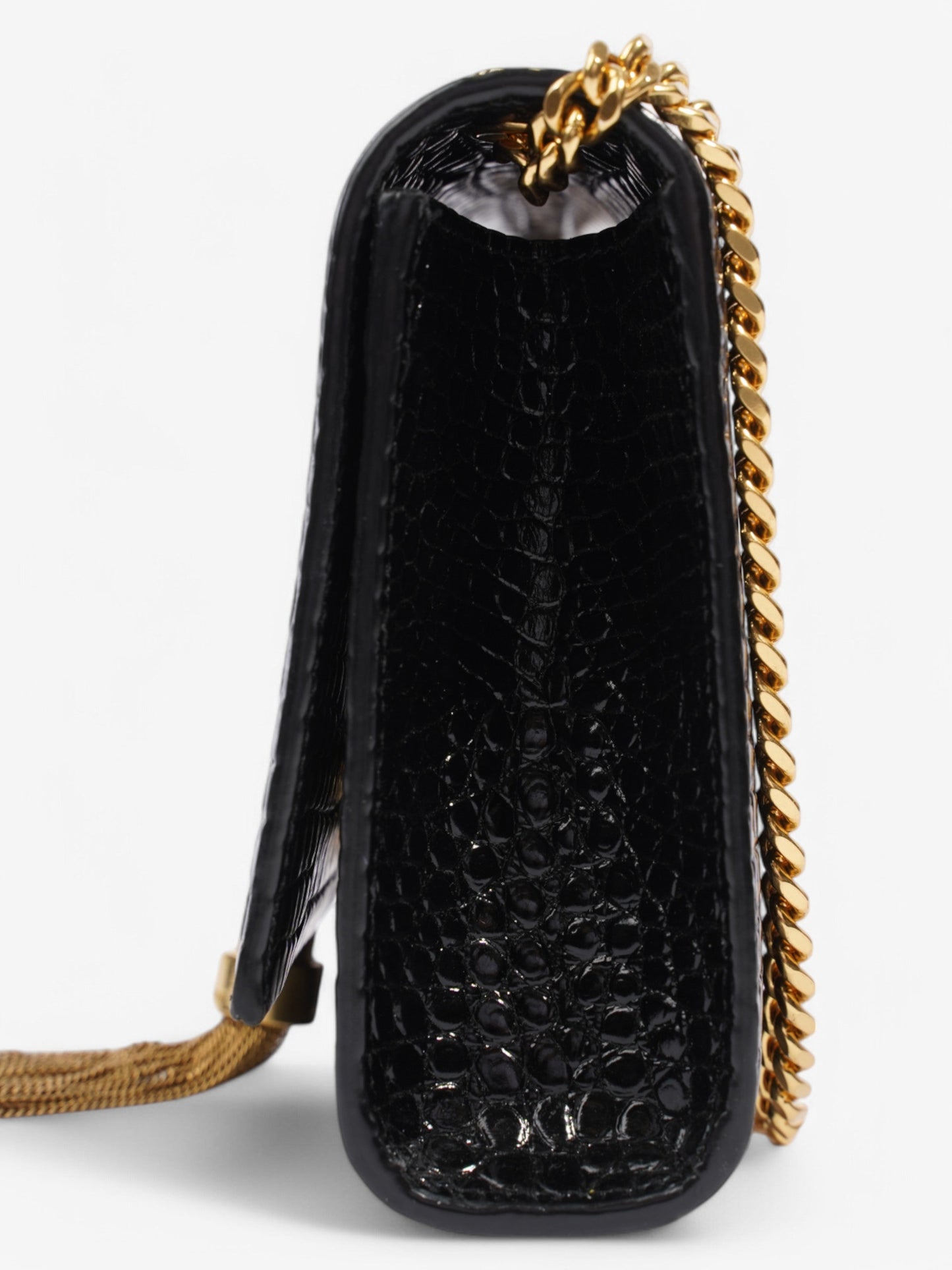 Saint Laurent Kate Tassel Black Embossed Leather Small