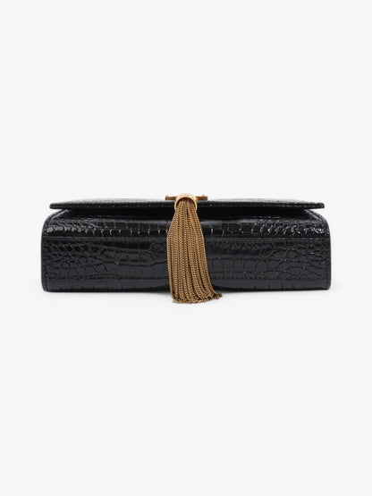 Saint Laurent Kate Tassel Black Embossed Leather Small