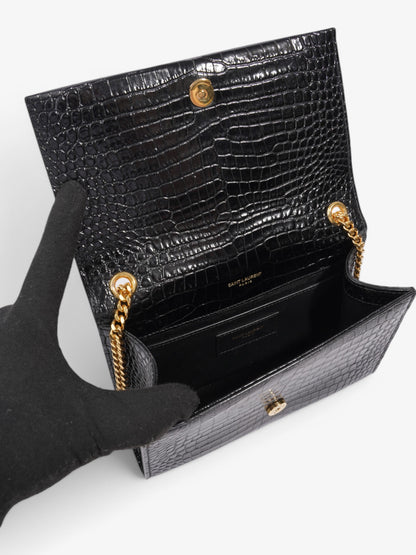 Saint Laurent Kate Tassel Black Embossed Leather Small