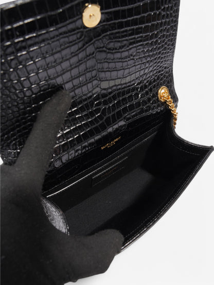 Saint Laurent Kate Tassel Black Embossed Leather Small
