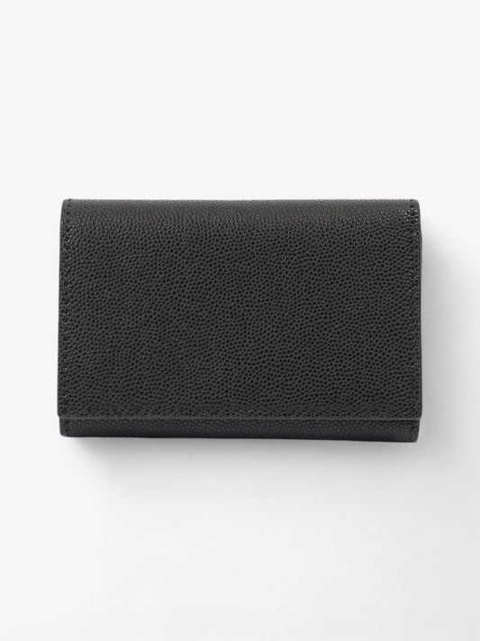 Burberry TB Compact Wallet Black / Gold Calfskin Leather