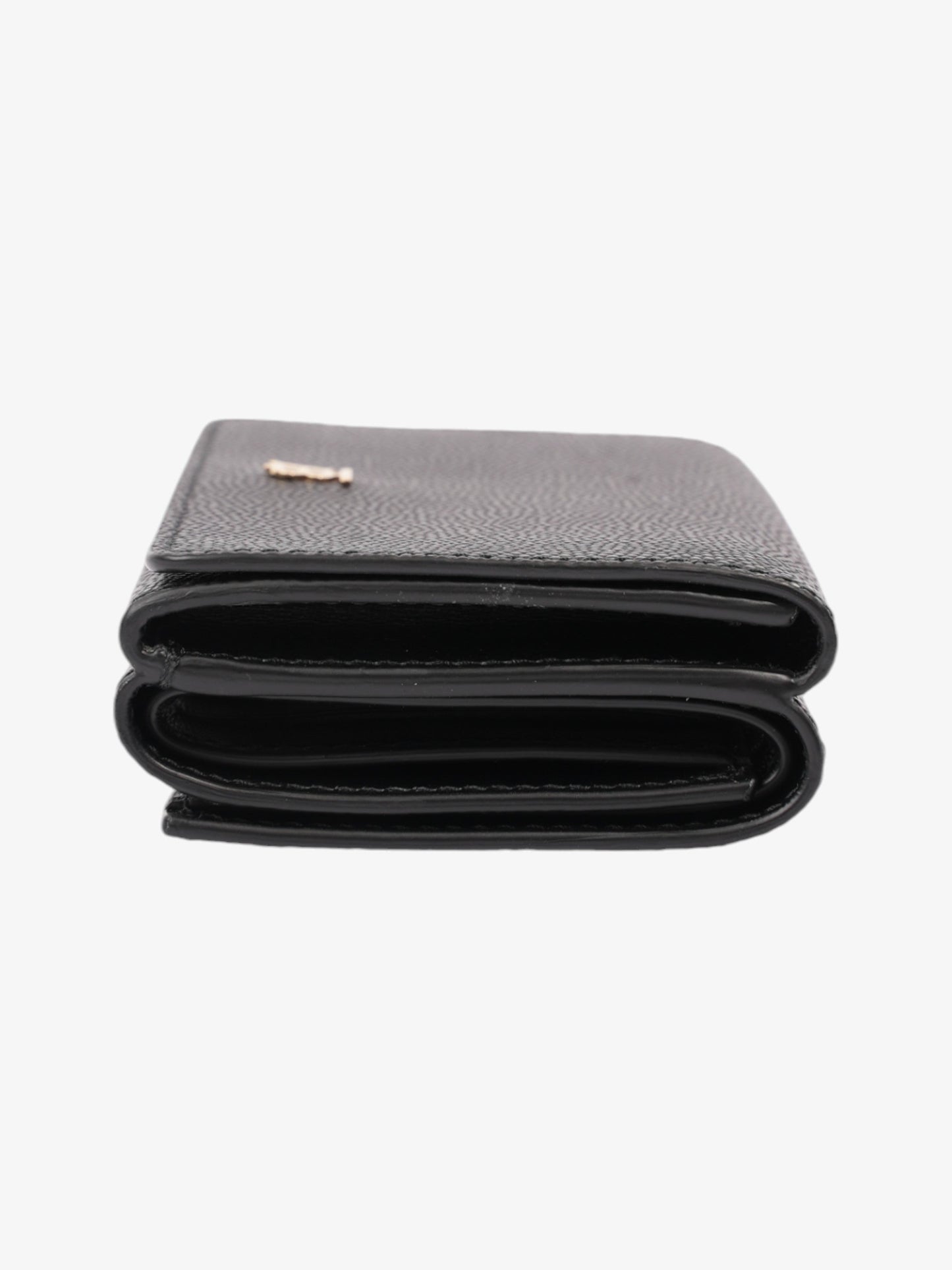 Burberry TB Compact Wallet Black / Gold Calfskin Leather