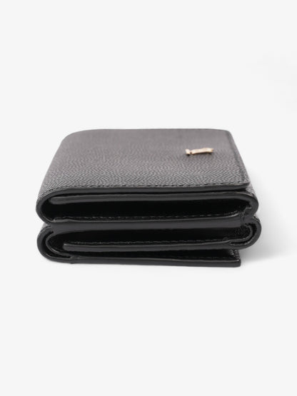 Burberry TB Compact Wallet Black / Gold Calfskin Leather