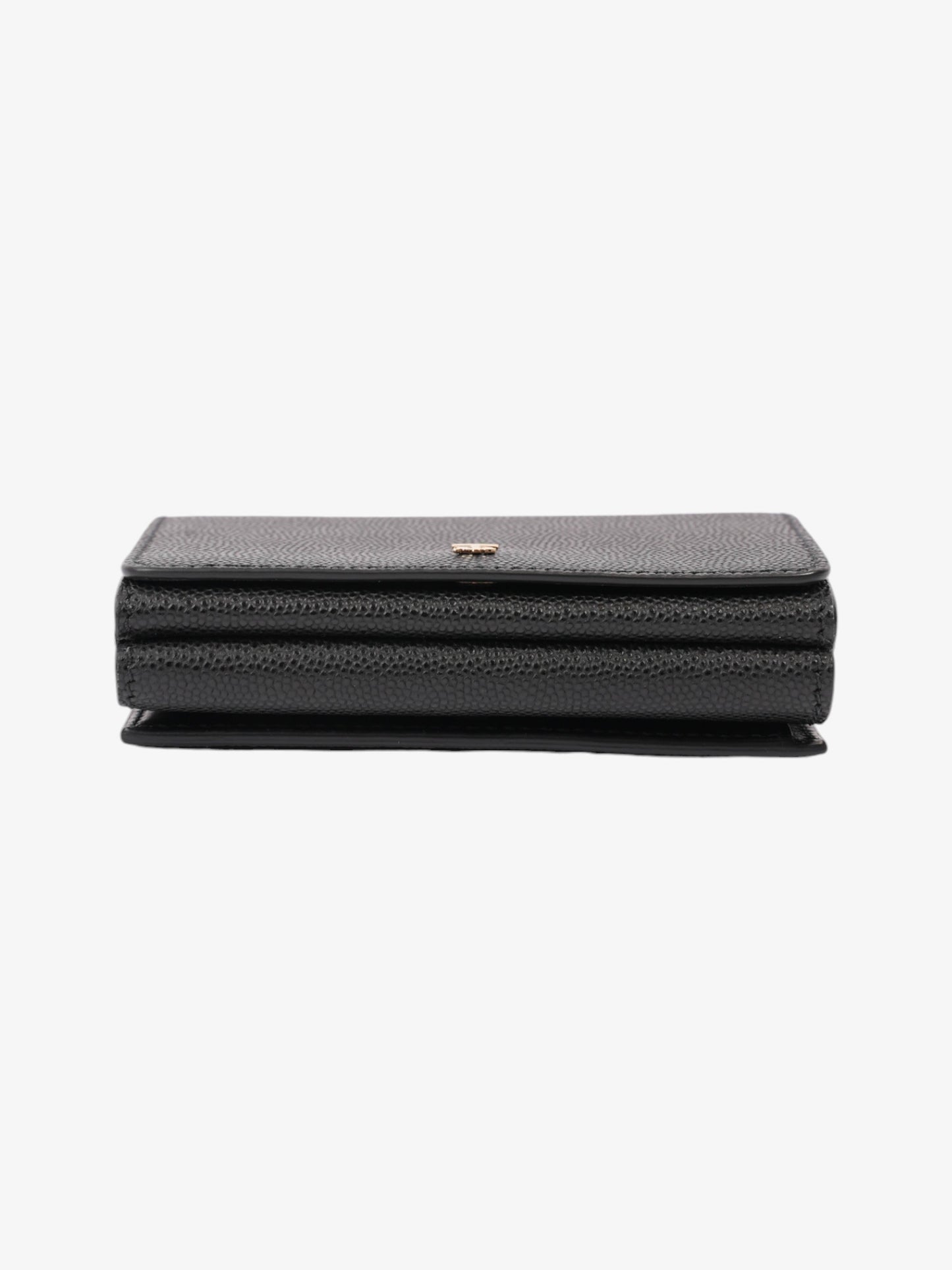 Burberry TB Compact Wallet Black / Gold Calfskin Leather